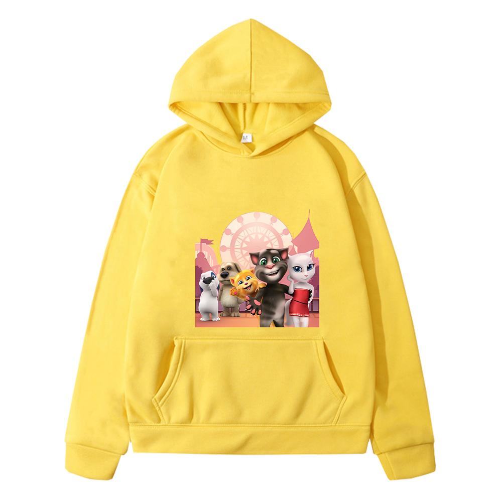 Christmas Talking tom cat print Kawaii hoodies boy jacket pullover y2k sudadera anime hoodie Fleece sweatshirt kids clothes girl+ Christma