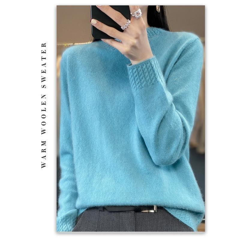 Fashion Long Sleeve Loose Knitted Sweater for Women Half High Collar Base Autumn Winter Pullovers Sweaters Women Casual Solid Ladies Knitwears 2374