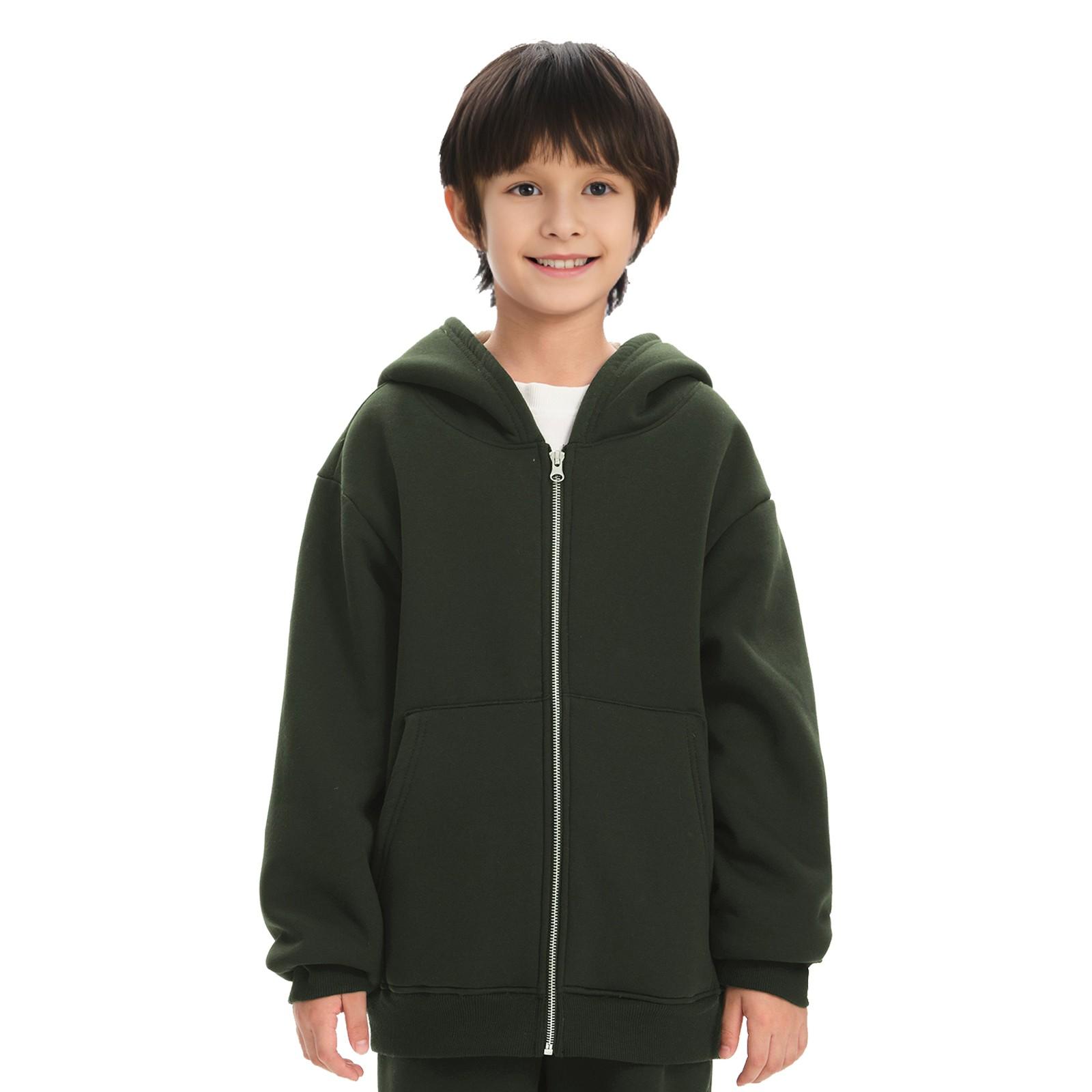 

Зимняя флисовая толстовка с капюшоном для мальчиков и девочек, средняя и большая теплая куртка из овечьего флиса 140