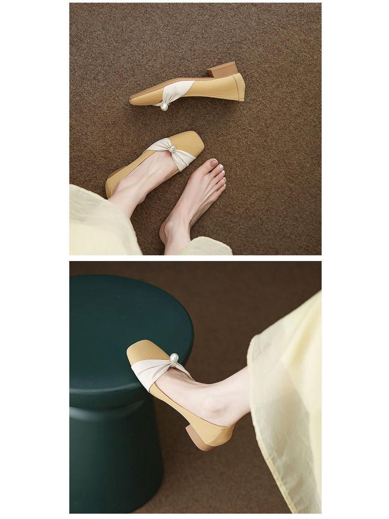 French Women's Square Toe Low-Cut Flat Moccasins - Versatile Soft Sole for Autumn 2025