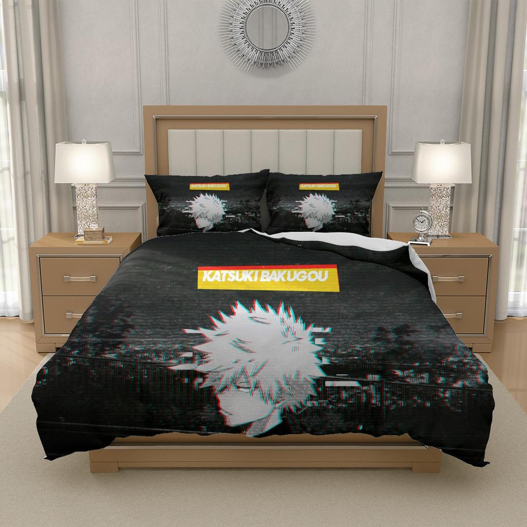 K-Katsuki B-Bakugo M-My H-Hero A-Academia Anime Duvet Cover Set Bedding Microfiber Kids Teens Bedroom US Twin Full Queen King, UK Single Double King