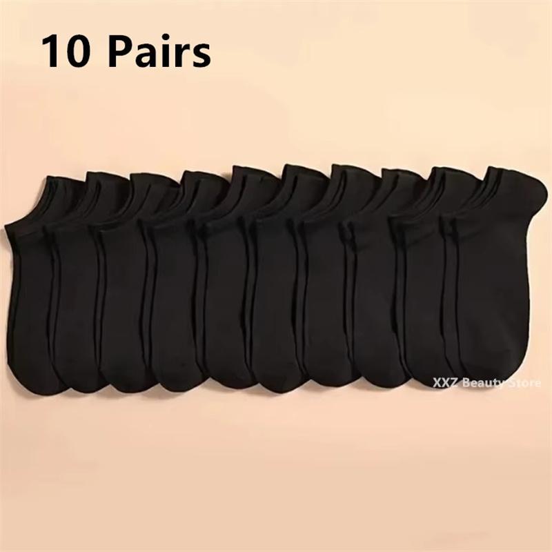5/10 Pairs Solid Color Boat Socks For Women Men Non-slip No-show Ankle Socks Invisible Low Cut Silicone Casual Breathable Socks