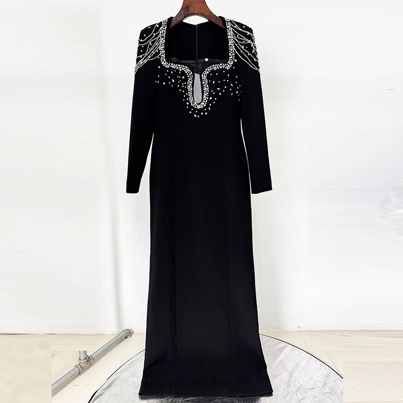 Elegant Beaded Rhinestone Evening Gown 2026 - New Fashion Style XL чёрный