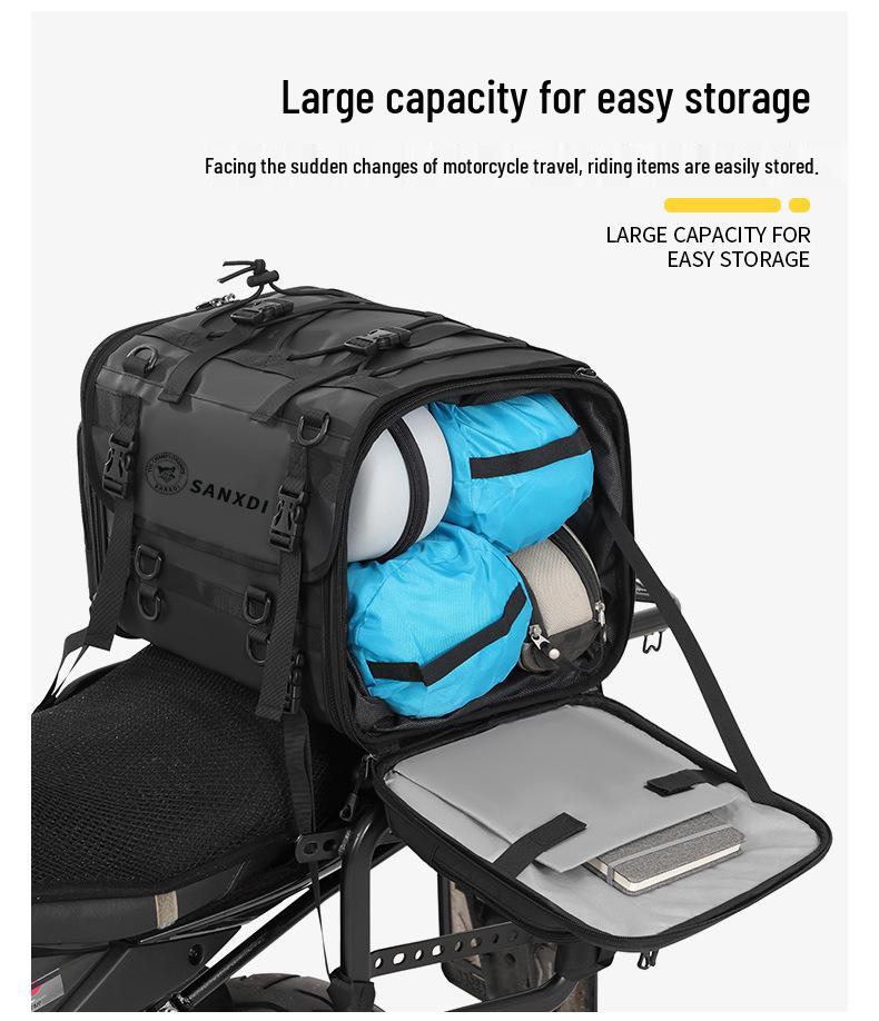 SANXDI Μεγάλη Μοτοσυκλετιστική Πίσω Σχάρα Πλαϊνών Αποσκευών - Επεκτάσιμη, Τσάντα Ουράς για Ταξίδια Μεγάλων Αποστάσεων