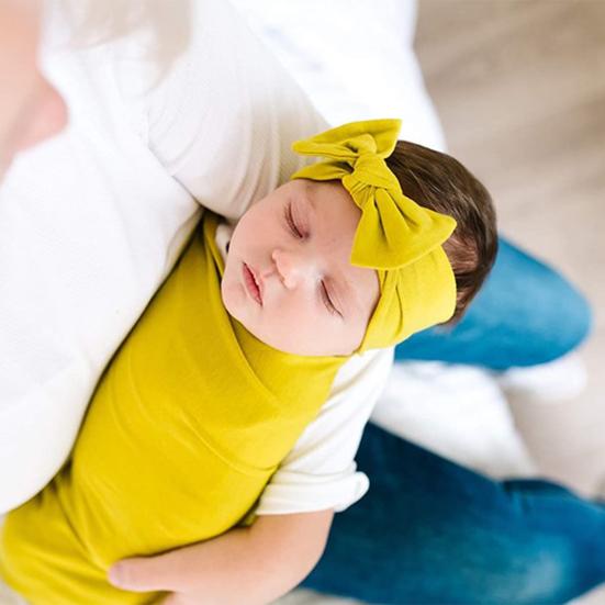 2 sztuk / zestaw chusta do spania dla dziecka jednokolorowa przyjazna dla skóry bawełna noworodka przewijać koc zestaw czapek na akcesoria dla niemowląt