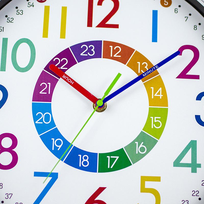 12" Colorful Cartoon Wall Clock - Creative Silver Frame for Living Room, Study, or Kids' Room