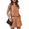Summer Women's Comfortable Casual Set - Linen Shorts and Sleeveless Top