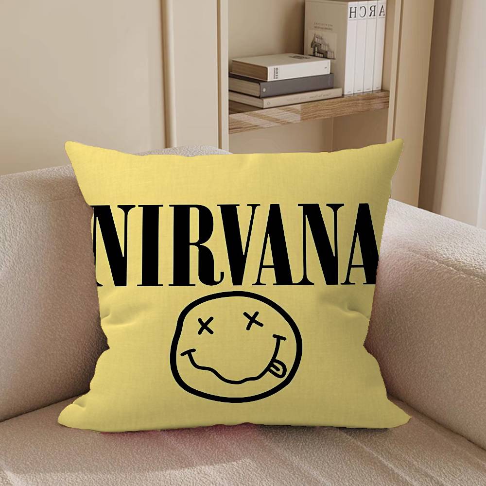 N-NirvanaS Logo Decorative Room Aesthetics Pillow Case Home Decor Bedroom Sofa Bed Couch Pillow Cover 45x45