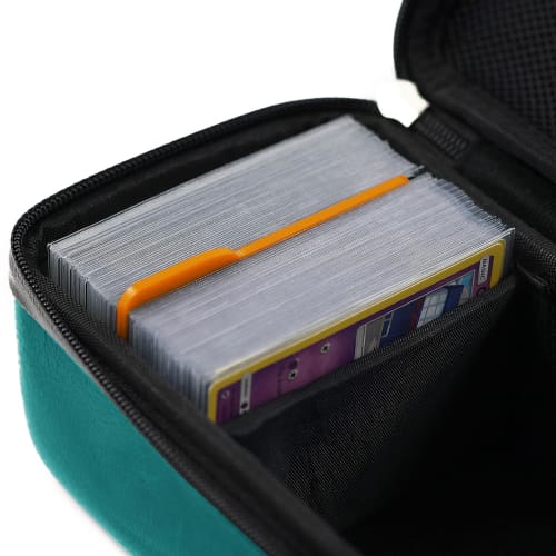 Quiver Time Teal Bolt Card Carrying Case - Durable Trading Card Storage Holder, Perfect for TCG Cards, MTG, and Deck Boxes, Includes Straps, Dividers,