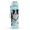 1PC Black White Border Collie Dog Print 750ml Color Plastic Sports Water Bottle Leakproof Flip Straw Lid Suitable for Sports Office Home Use