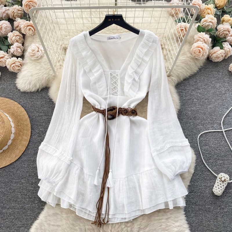 

Wear with Wooden Ear Tied Slim Fit Short Dress White XL