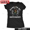 Womens Funny T Shirts Dare To Be Different Awesome Rainbow Skeleton Graphic Cotton Tee Vintage Funny Shirt Y2K Cool Retro Boho