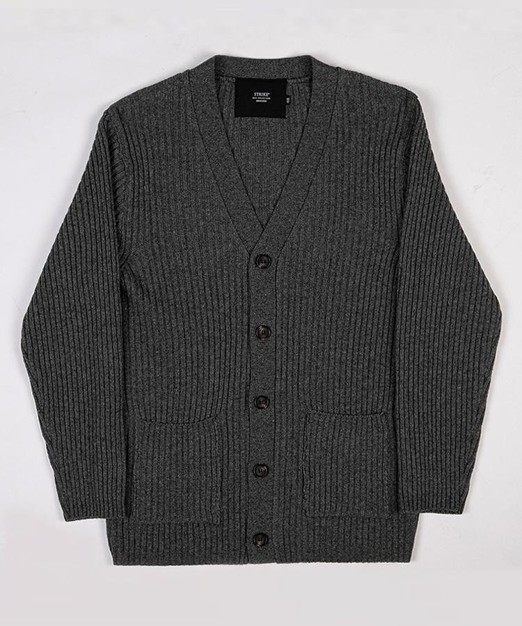 Strike Wool Cardigan (Dark Grey)