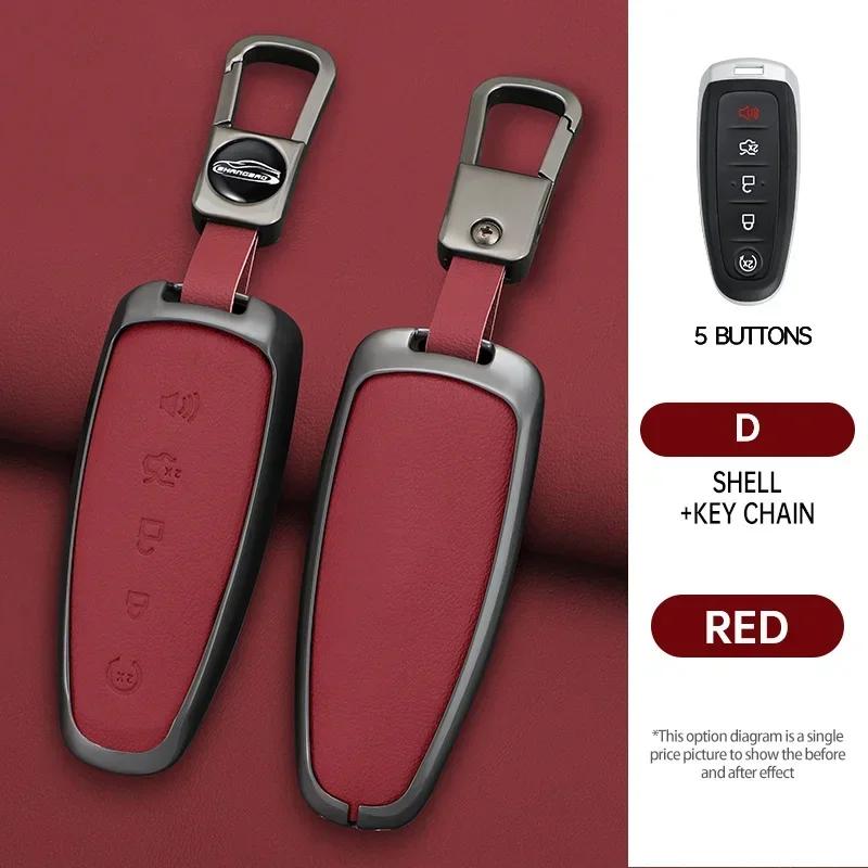 Zinc Alloy Car Key Case Cover For Ford Escape Focus C Max Kuga Edge Explorer Taurus Keyring Remote Control 5 Button Protection