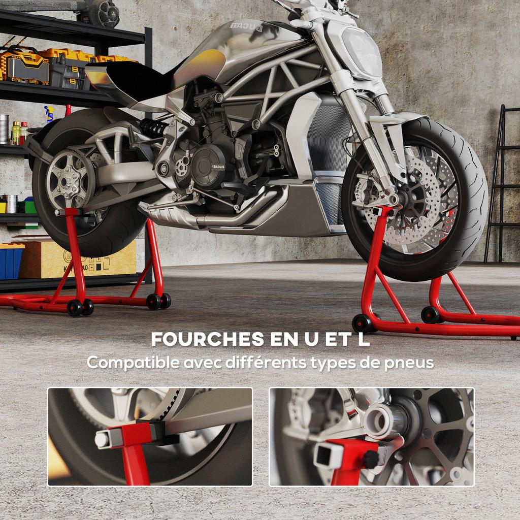 Metal Motorcycle Bike Stand Rear Universal Wheel Lift Bike Forklift Red