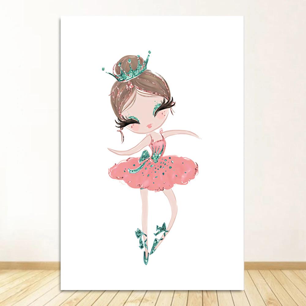 Little Princess Ballerina Canvas Poster Pink Swan Print Painting Nursery Wall Art Posters Ballet Girl Picture Baby Room Decor