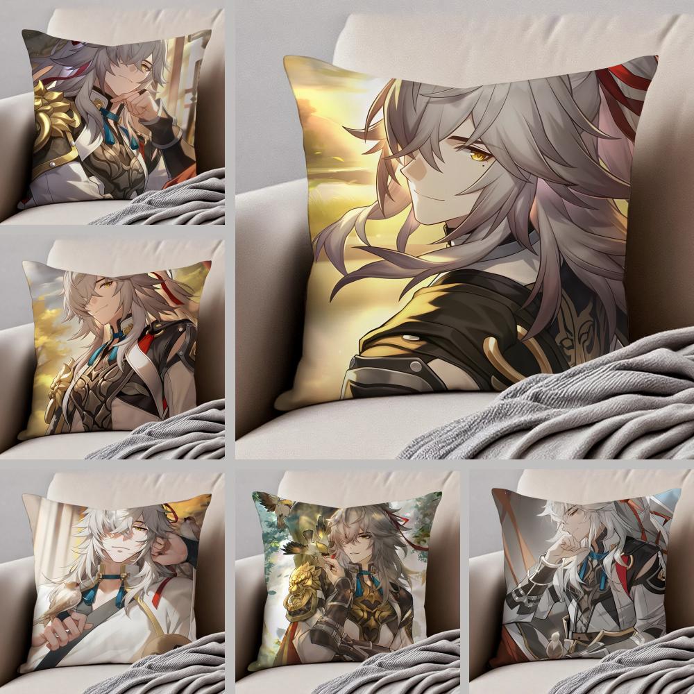 JJing Yuan Star Rail Hit Game Character Cushion Cover Throw Pillow Cover Hidden Button Durable Polyester Chair Cushion