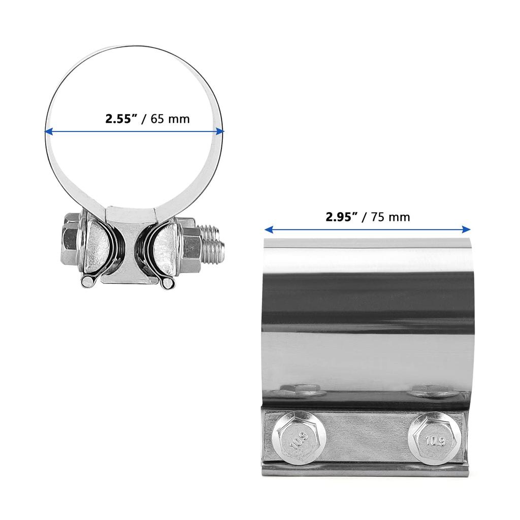 MANCHAP 4 Pack 2.5" Bat Joint Exhaust Band Clamp Stainless Steel Bat Joint Exhaust