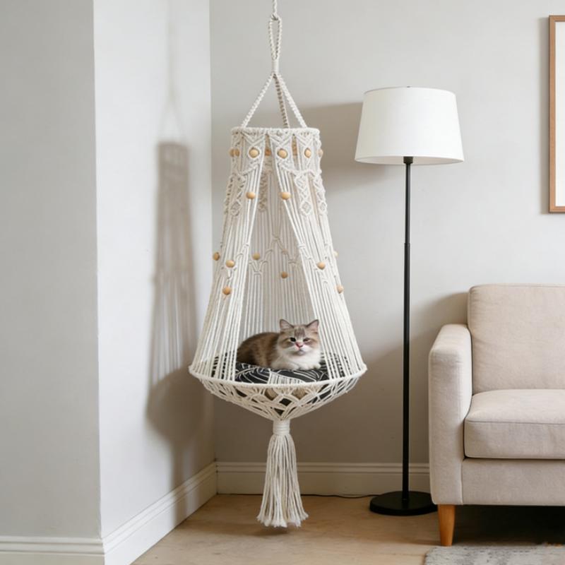 Premium 30/40cm Handwoven Macrame Cat Hammock