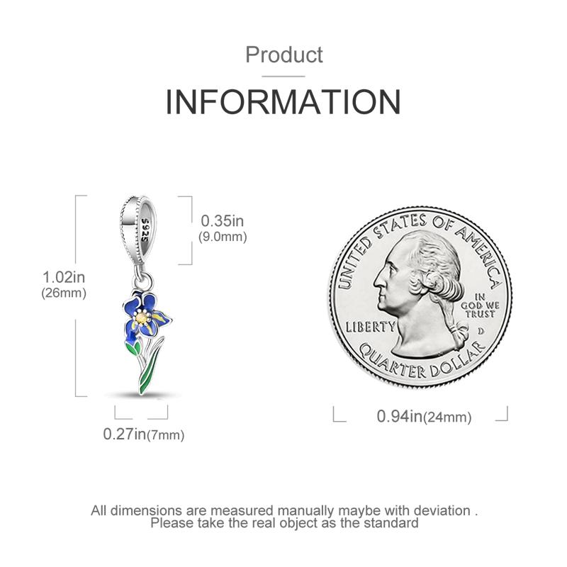 Original Charms Copper Dreamy Blue Orchid Leaf Pendants Fit Charms Plata Bracelets For Women Jewelry Making Fine Gifts