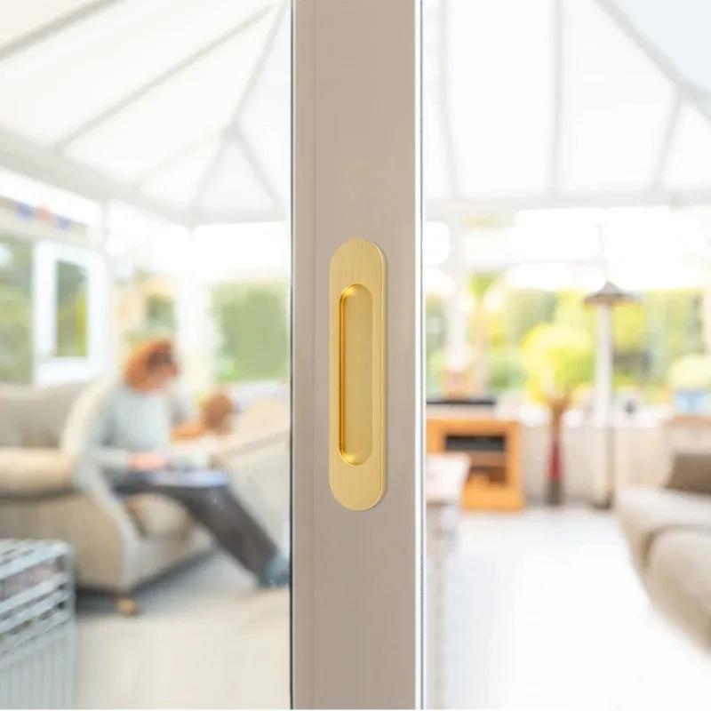 4Pcs Sliding Door Hardware Handle Door Knobs,Self-adhesive Pulls for Kitchen Cabinet Window Glass, No Punching Furniture