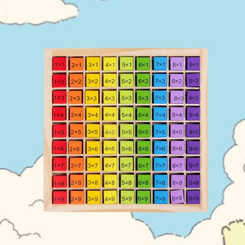 Wooden Multiplication Table Puzzle Educational Math Toy For Kids With Colorful Design