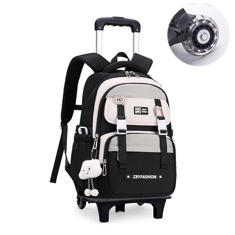 

2-колесная дорожная сумка-тележка, школьный рюкзак-тележка для мальчиков, детский дорожный рюкзак на колесах, школьные рюкзаки для детей Two wheels чёрный