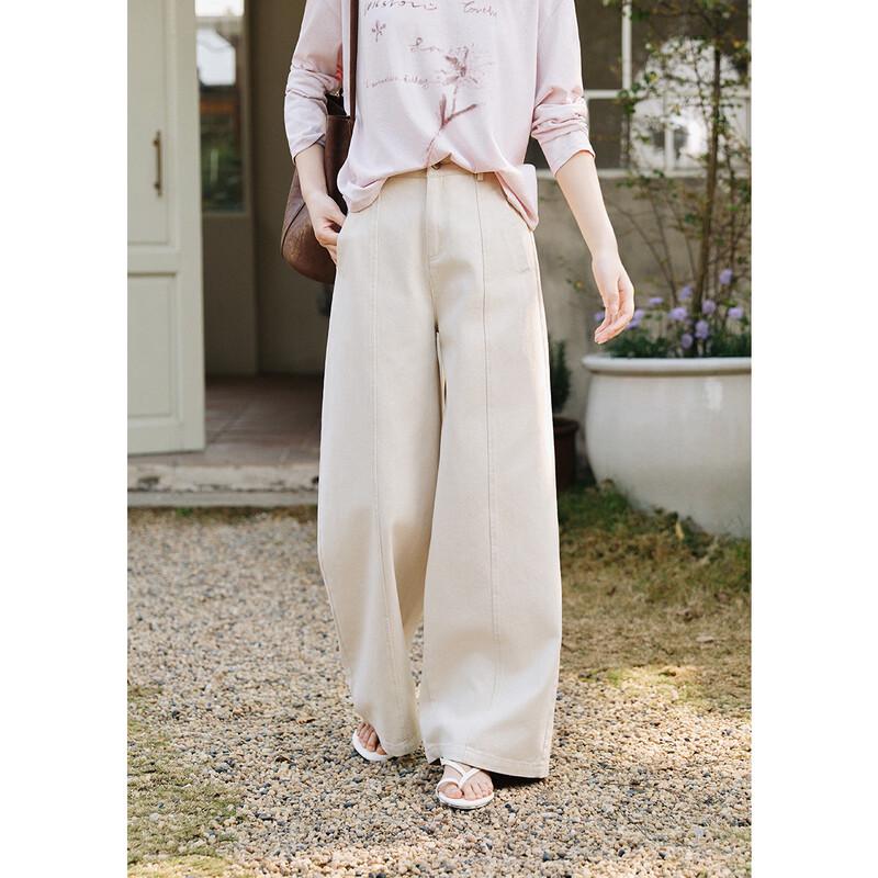 Women's Retro Washed Straight-Leg Cotton Pants