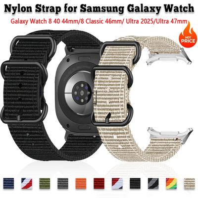 Nylon Strap for Samsung Galaxy Watch 8 40 44mm/Classic 46mm Adjustable Canva Bracelet Watchband for Galaxy Ultra2025 Accessories