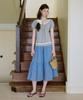Letter From Moon Mine Tiered Long Skirt (Blue)