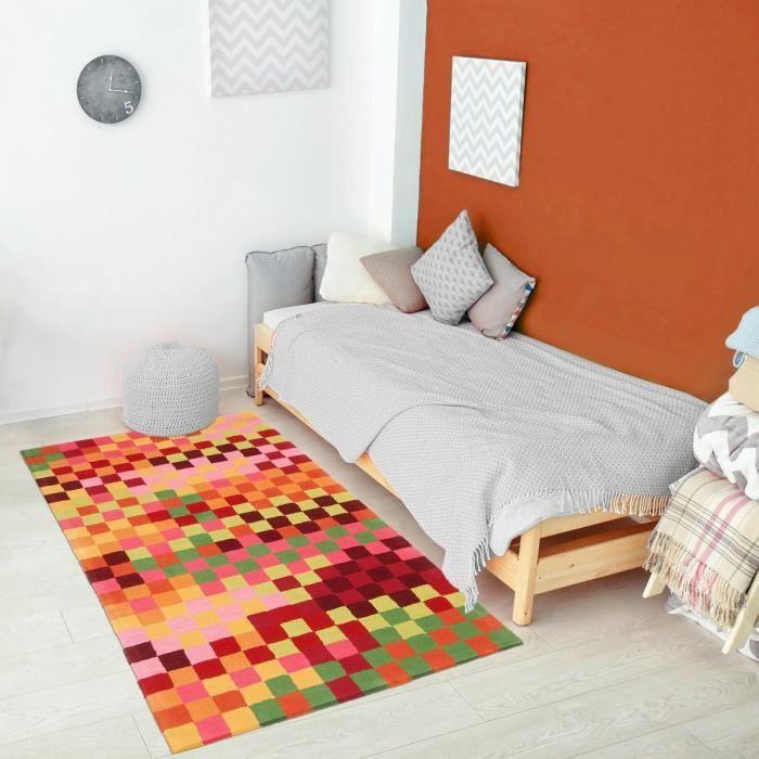 Tapis enfant 90x160 VINUITE Multicolore fait main idéal pour Chambre