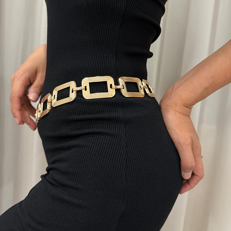 Versatile Hollow Out Square Shaped Waist Chain For Women Accessories
