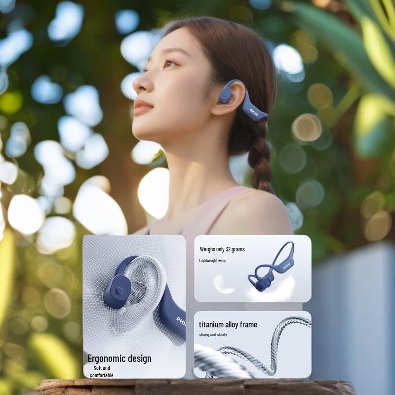 Philips TAA6609CBL Bone Conduction Bluetooth Sports Headset with MP3