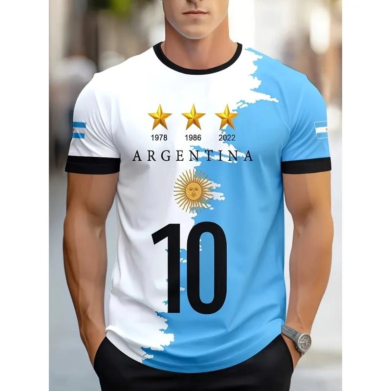 Argentinien Fahne 3D gedrucktes T-Shirt 2026 Fußballfan atmungsaktives Sporttrikot Training Eltern-Kind Familie Fußball Watch Party Top