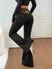 Pantalon évasé taille moyenne imprimé léopard euro-américain - Confortable, Tendance, Amincissant Vêtement décontracté Printemps/Été
