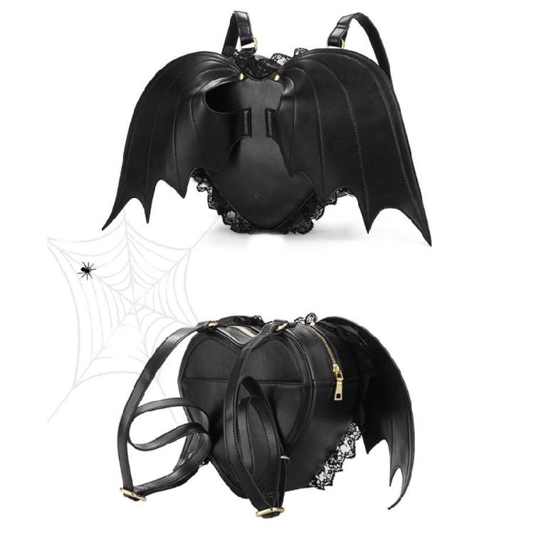 Zaino in Pizzo Trendy ad Ali di Pipistrello Rucksack in PU Daypack Gotico per Shopping e Appuntamenti