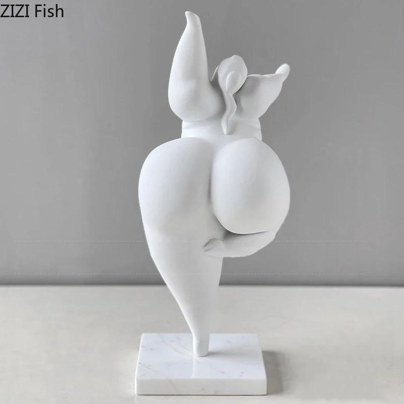Minimalism Fat Girl Dancer Figures Statue Crafts Desk Decoration Character Resins Sculpture Ornaments Room Aesthetics Decor