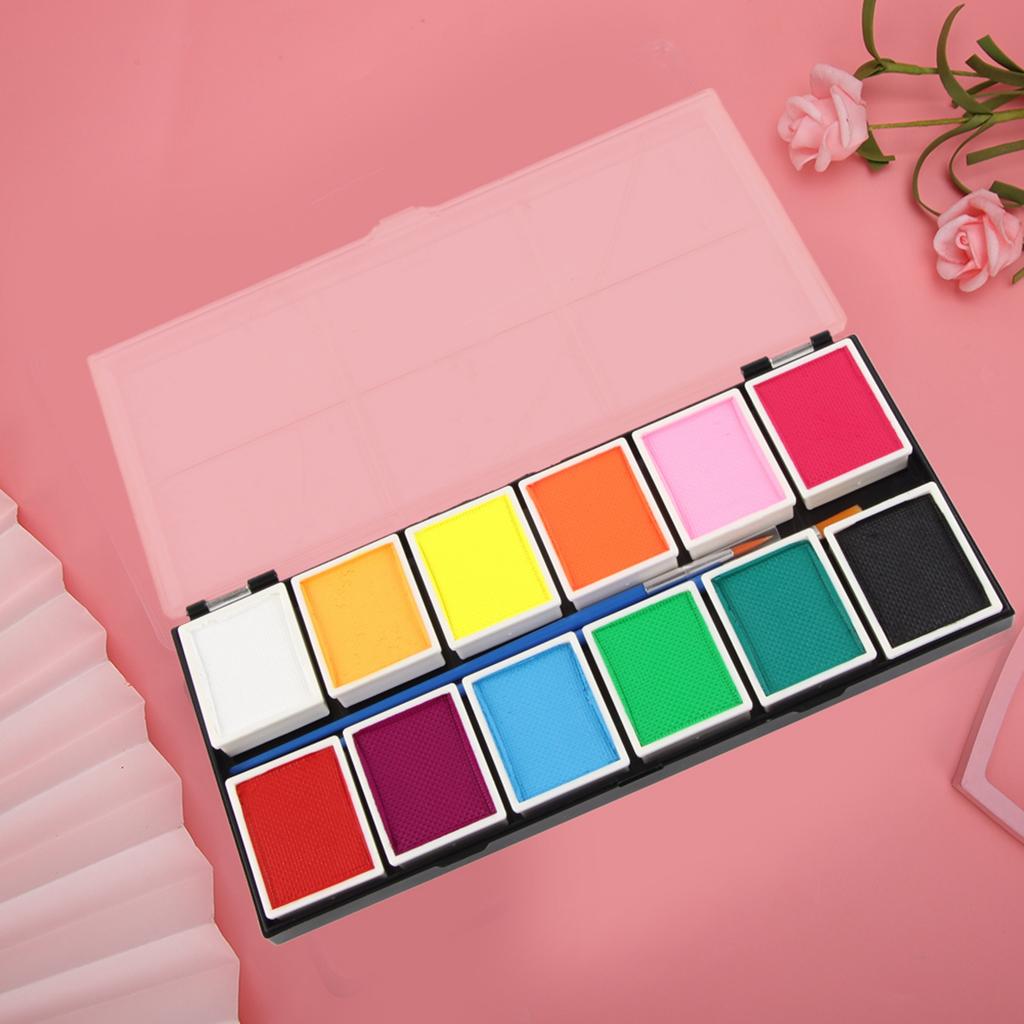 12 Colors Body Face Paint Water‑Based Halloween Party Ball Game Fan DIY Fancy Makeup Pigment