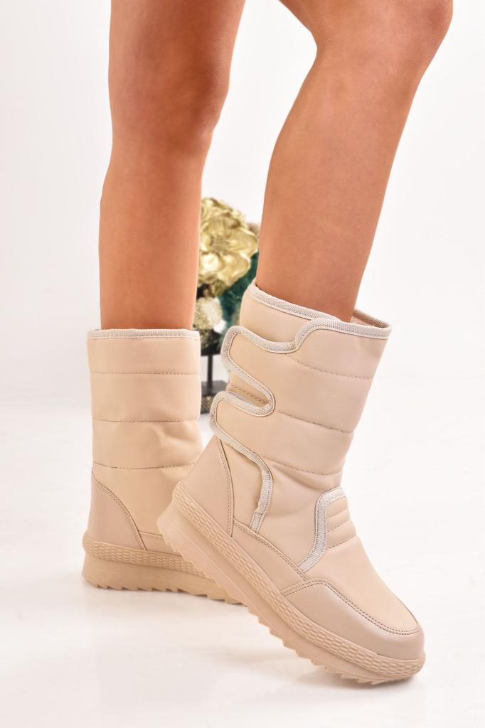 Women Modern Stylish Fashion Boots Unisex Snow Boots Thermal Fur Lined Velcro Non-Slip Sole Boots