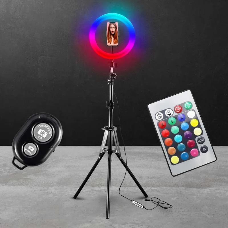 Selfie Rvb Multicolore Trépied Professionnel Anneau Lumineux Rl10rgbt