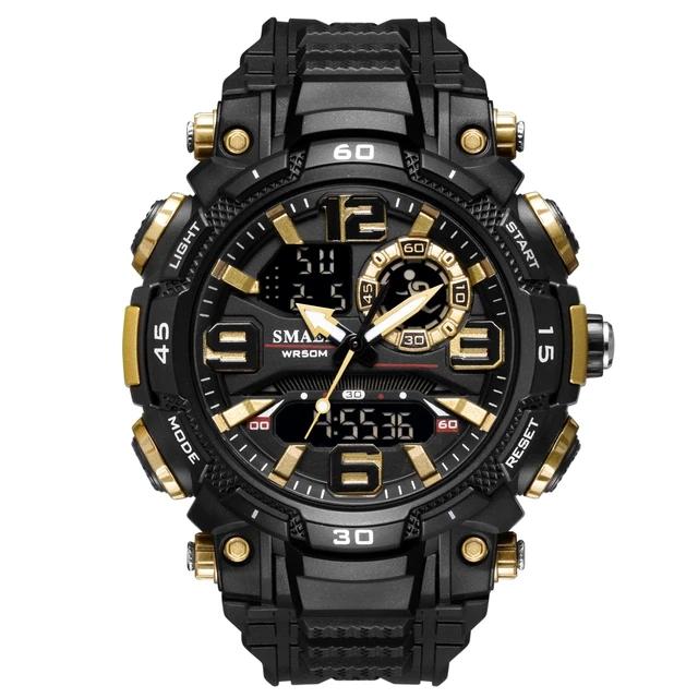 Smael 1921 Sports Male Digital Rubber Wrist Watch 50 Meters Water Proof Stopwatch Wristwatches Sport Led Quartz Analog Smael 1921