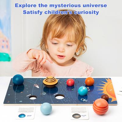 1 Set Kids Solar System Toy with 8 3D Sun Planets 9 Cards Model Universe Astronomical Science Learning STEM Educational