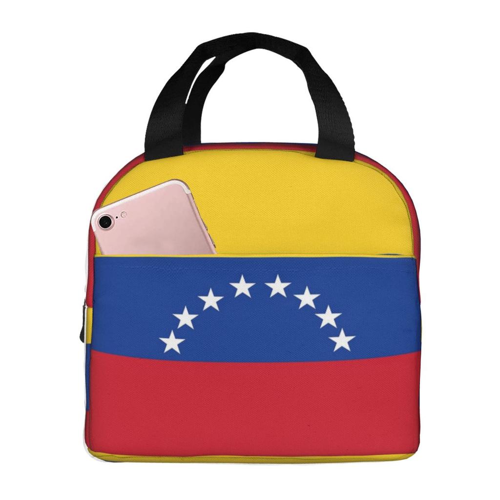 Bandera Venezolana, Mar Caribe en Sudamérica Bolsa de Almuerzo Aislada para Mujeres Niños Cajas de Comida Fiambrera Térmica Bolso