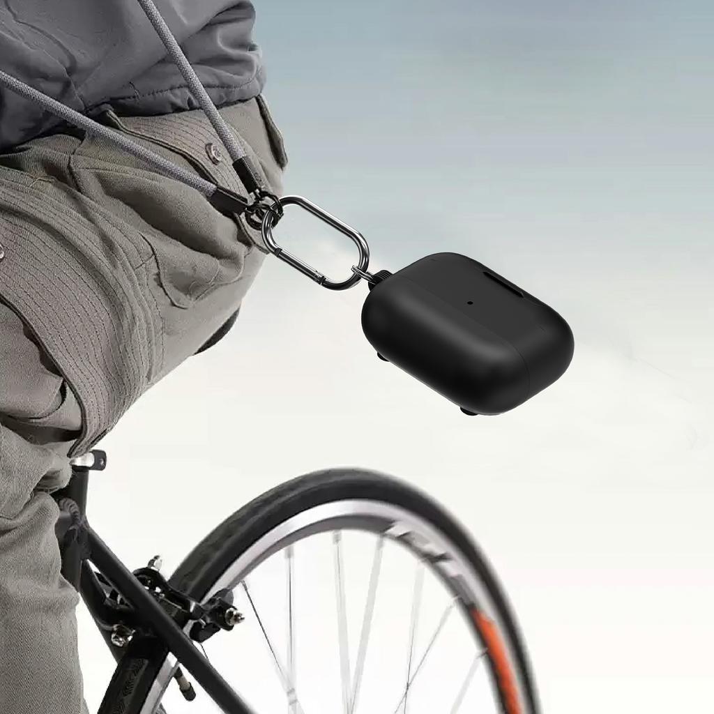 Etui do AirPods Pro 3 ze składanym stojakiem, osłona na słuchawki z TPU i PC, magnetyczna, z karabińczykiem