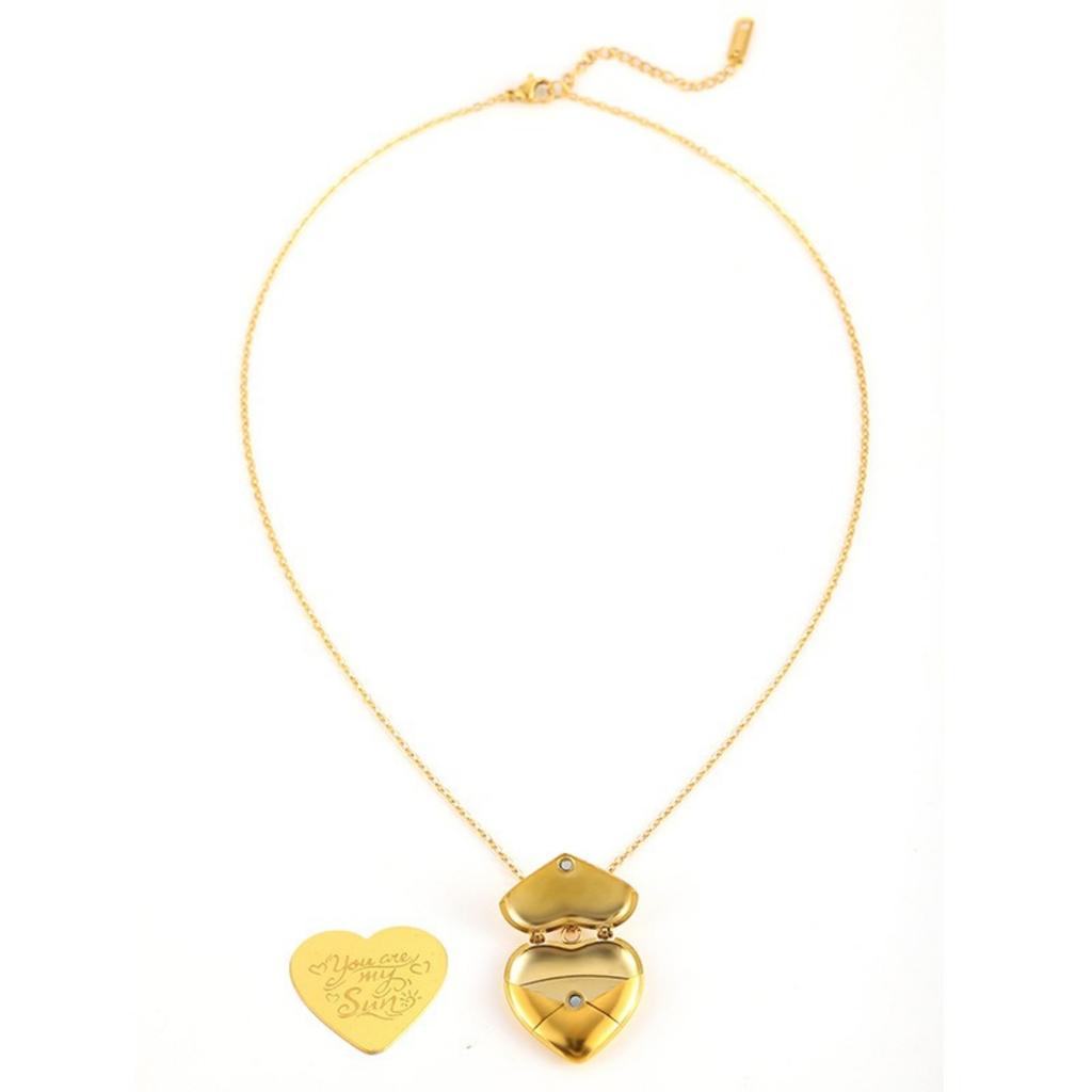 Groothandel Blikopener Liefde Frame Envelop Hart Hanger Bedel Ketting 18k Verguld 304 Roestvrij Staal Dames Delicaat Cadeau Sieraden