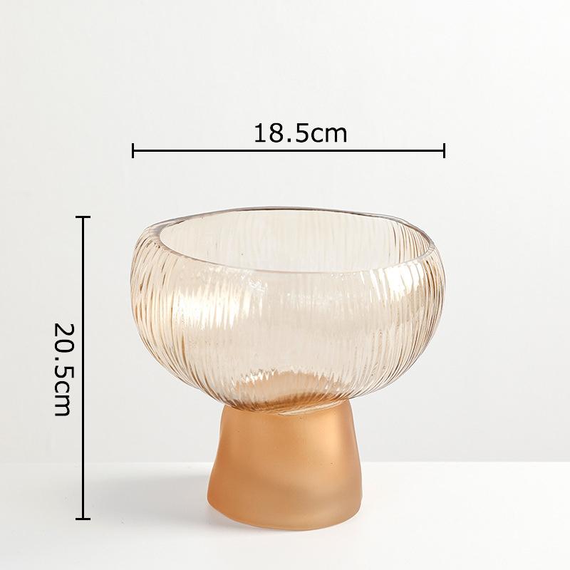 Gilded Transparent Glass Vase Wrinkled Texture Flower Pot Table Decoration Flowers Arrangement Floral Vases Room Aesthetic Decor