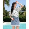 Elegant Polka Dot Round Neck Short Sleeve Blouse
