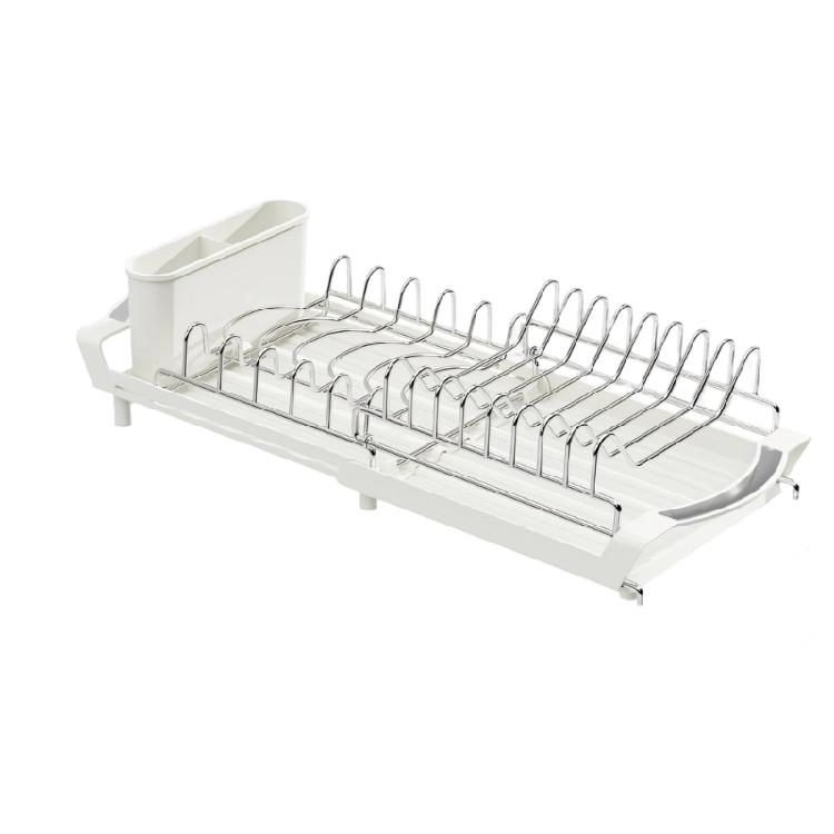 

Flexible Expandable Over Sink Dish Drainer With Two Layers And Storage For Fast Drying белый