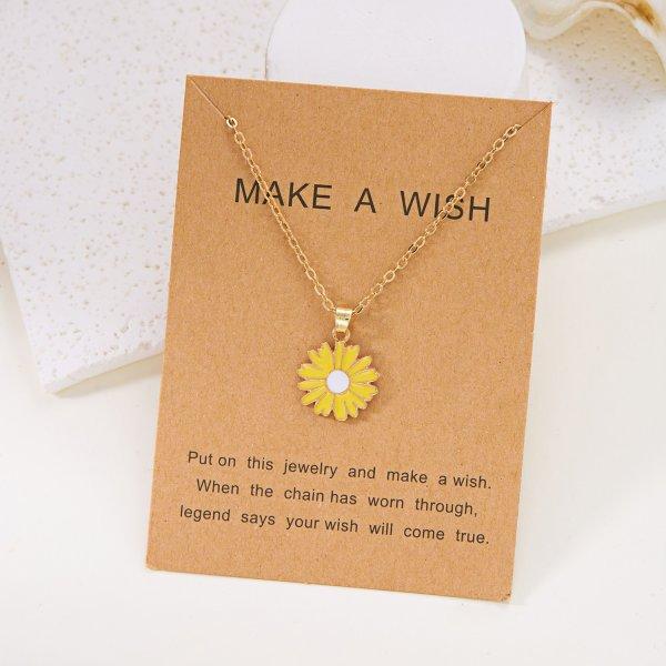 שרשרת תליון פרח סאקורה אלגנטי קוריאני לנשים שרשרת עצם הבריח אסתטית אופנתית דייזי תכשיטי מסיבה לילדות מתנה