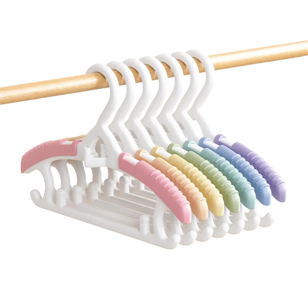 

7 шт. Радужные пластиковые регулируемые детские вешалки 28-37 см, комбинируемые для органайзера одежды для новорожденных